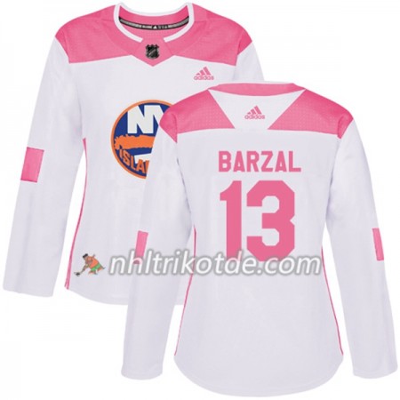 New York Islanders Trikot Mathew Barzal 13 Adidas 2017-2018 Weiß Pink Fashion Authentic - Dame